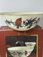 Lenox Winter Greetings Cardinal Redbird Chip And Dip Set Read
