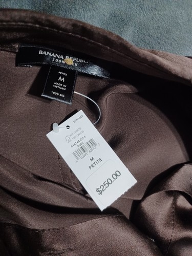 NWT Banana Republic Enchant Silk Dress Size Medium Petite In Roasted Cacao Brown - Picture 9 of 9