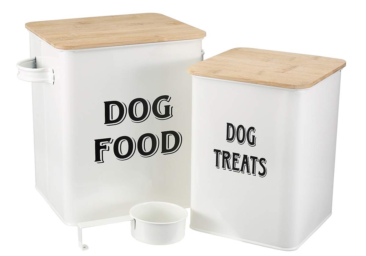 And Treats Storage Tin Containers Set With Scoop For Dogs-tight Fitt...
