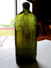 GREEN GLASS 1880s WARNER'S SAFE CURE Frankfurt GERMANY patent medicine bottle NY