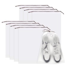 8pcs Transparent Shoe Bags 15.7" x 11.8" Clear PE Waterproof Shoe Bags, White