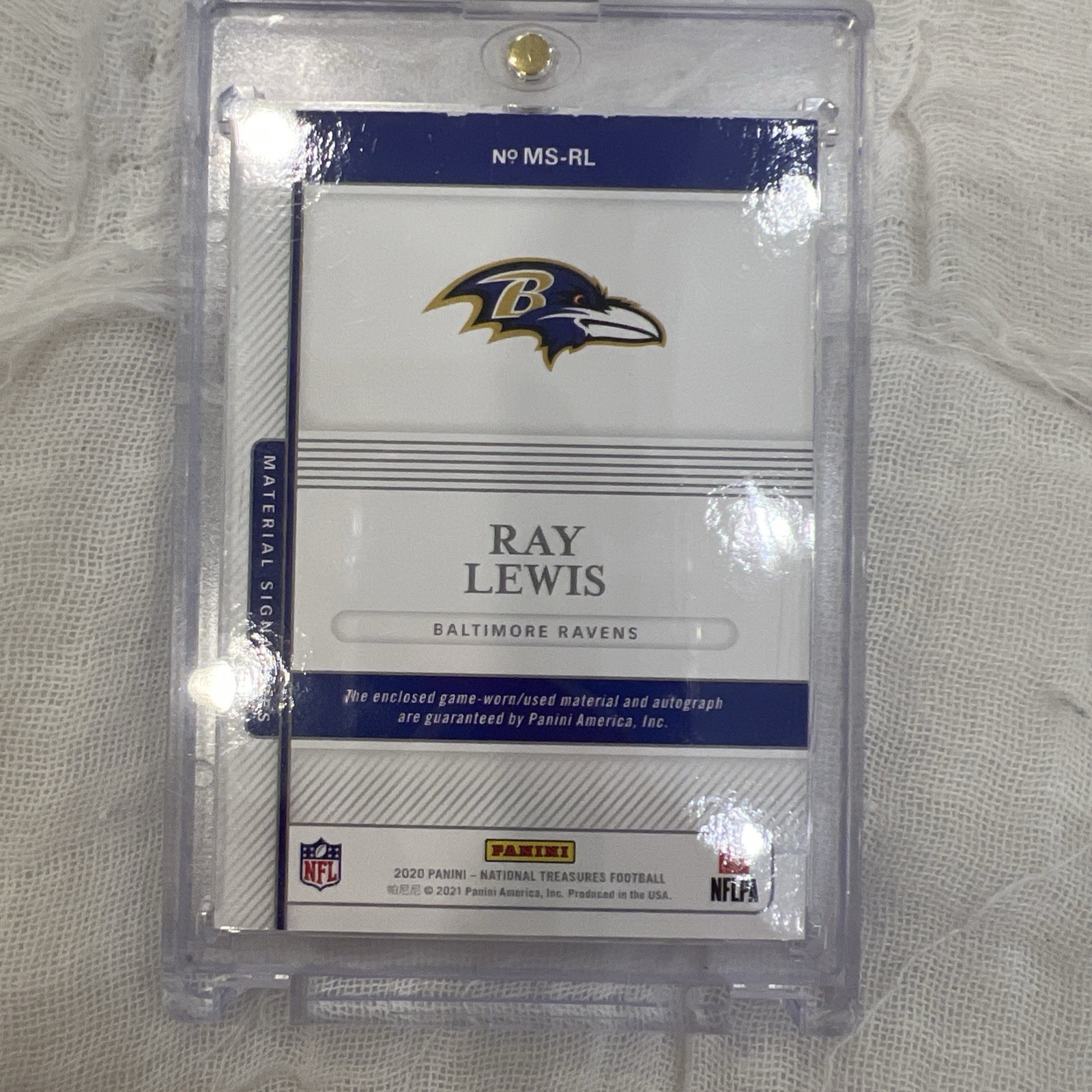 RAY LEWIS 1/1 NATIONAL TREASURES PATCH AUTO 2020 view 2