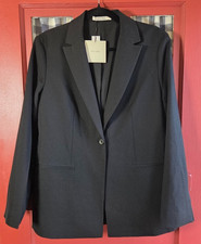 Calvin Klein Women's Black Button Front Long Sleeve Blazer Jacket Size 4 NWT