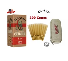 zig zag unbleached 1 1/4 size pre rolled cone+RAW cone wallet case
