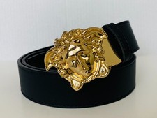 Versace Belt Medusa Black Leather Gold Buckle 36-40