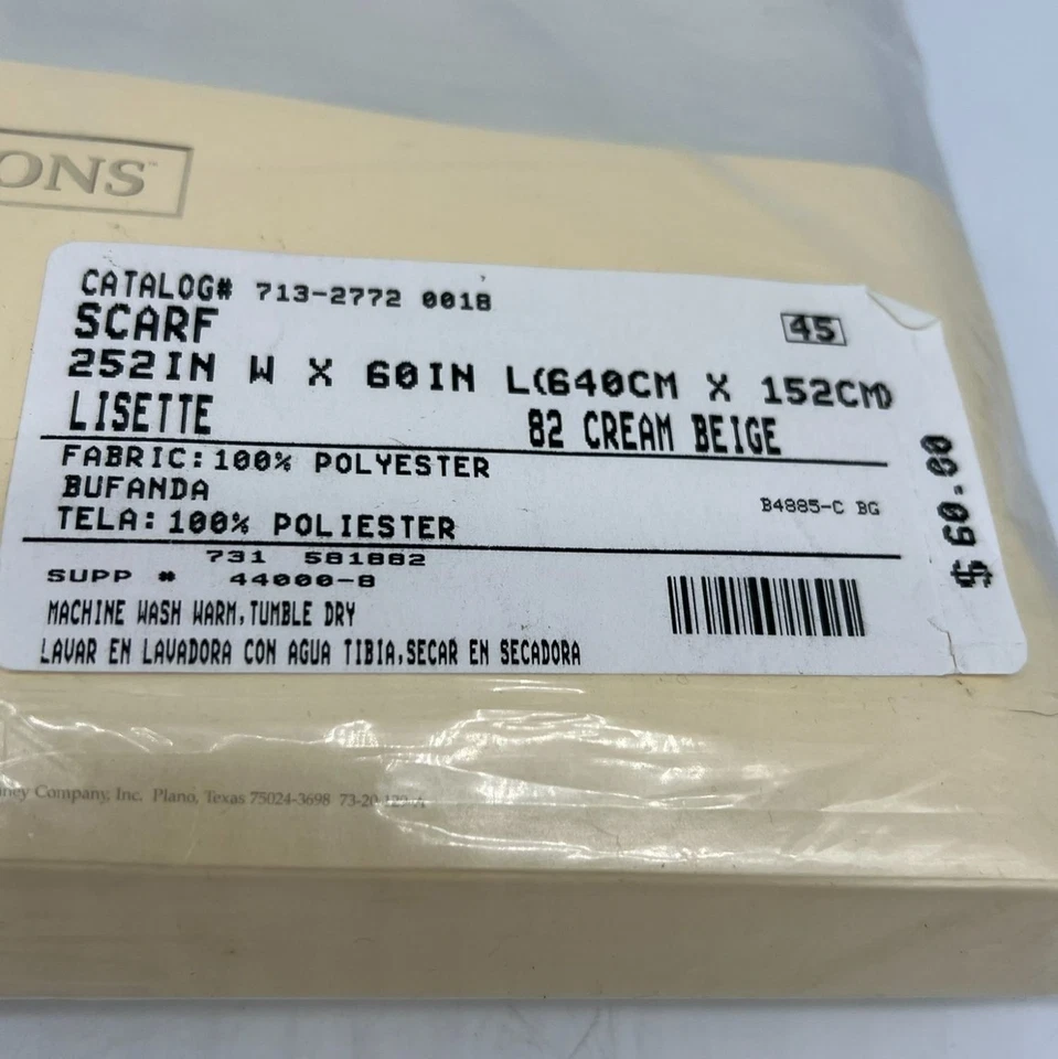 Classic Traditions Lisette Window Scarf Cream Beige 252in X 60in Lightweight - Image 2 of 4