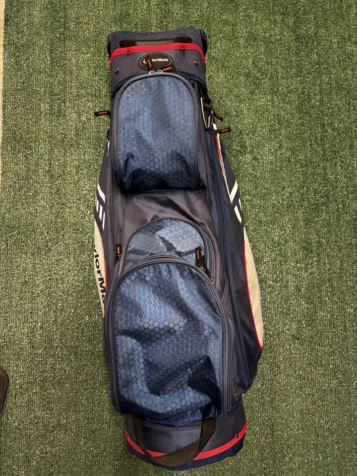 Bolsa de carrito de golf TaylorMade divisor de 14 vías azul marino rojo blanco Foto 3 de 4