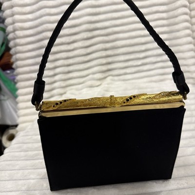 After Five VTG Black With Rhinestone Metal Clasp Closure 7.5  GREAT CONDITION