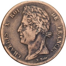 [#639681] French Colonies, Charles X, 5 Centimes, 1829, Paris, Bronze, EF