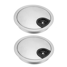 2Pcs Cable Hole Cover 3-1/10" Zinc Alloy Desk Grommet Silver Tone