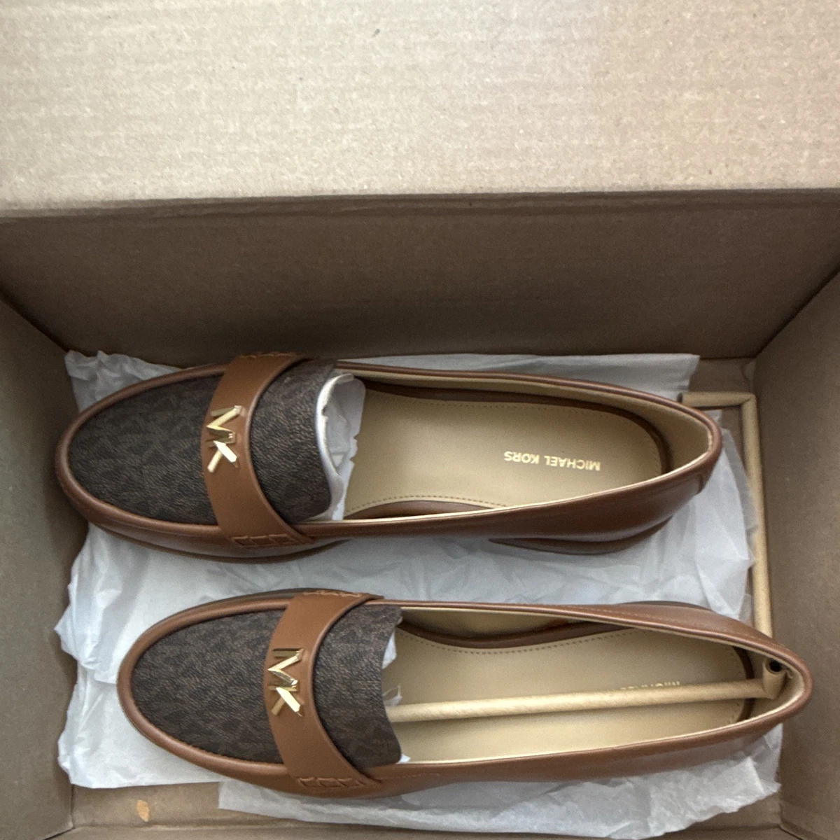 Michael Kors Parker Lug Loafers Brown and Black Logo Loafers with Gold MK Accent Michael Kors Parker lug loafer 8 (38.5) New | Mercari main image 2