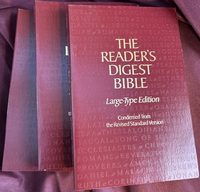 1982 THE READER'S DIGEST BIBLE LARGE TYPE EDITION 3 VOLUMES & INDEX SOFT COVER