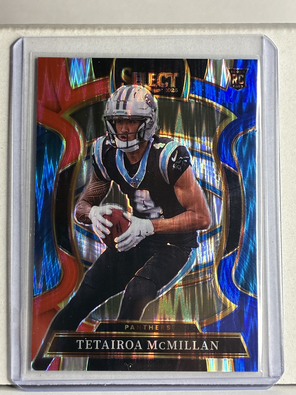 2025 Panini Select - Concourse Tetairoa McMillan #44 Red & Blue Shock Prizm (RC)