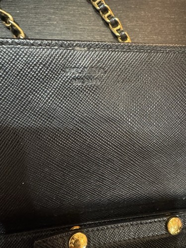 PRADA Saffiano Schwarz Leder Geldbörse Clutch Umhängetasche Leder Kette - Bild 9 von 13