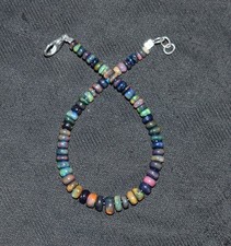Natural Ethiopian Wello Fire Opal Gemstone Fire Beads 7.5"Bracelet F0613