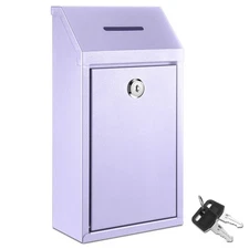 Metal Donation Cash Box Collection Safe Suggestion Box with Lock Wall Mounted...