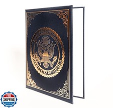 United States Birth Certificate Holder   Navy Blue Cover with Gold American E...