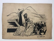 Jose Clemente Orozco COA Art Painting Original Drawing Vintage Signed