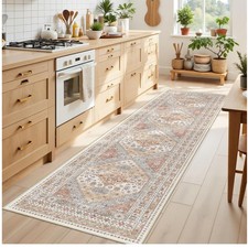 Elegant Orange 2x8 Hallway Runner Rug - Stain Resistant & Low Pile Comfort