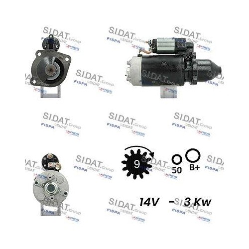 Démarreur Sidat S12BH0736A2 pour Volvo Pièce Rechange Allumage 12V
