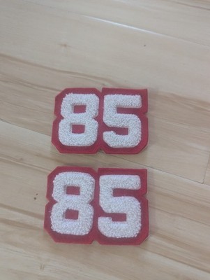 2 Vtg Eighty Five # 85 Letterman Jacket Varsity Sew-On Patch Chenille/Felt Red