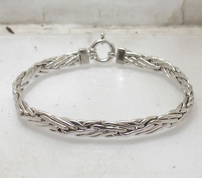 8'' Modified Wheat Spiga Link Chain Bracelet Anti-Tarnish Real Sterling Silver