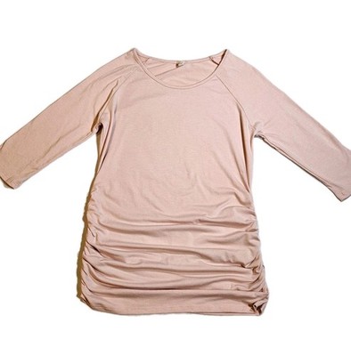 PinkBlush Maternity Top Size Large Light Pink 3/4 Sleeve Rouched Tunic Soft