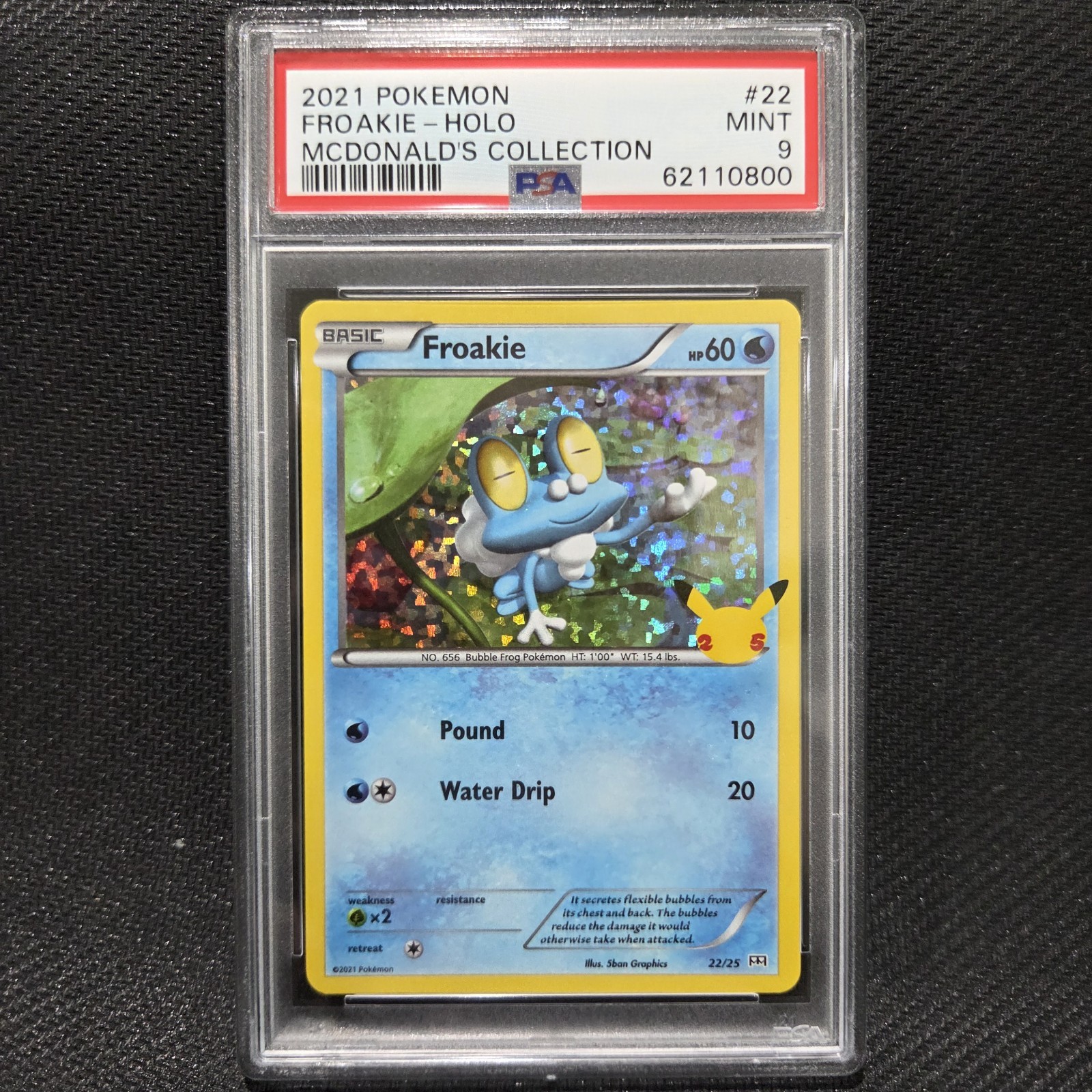 2021 Pokemon: FROAKIE 22/25 - [HOLO Rare] - [McDonald's 25th] - Mint PSA 9
