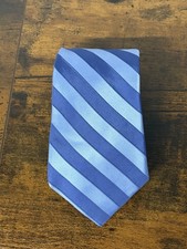 Perry Ellis Portfolio Tie 100% Silk USA Made Blue Jacquard Stripes 60โ