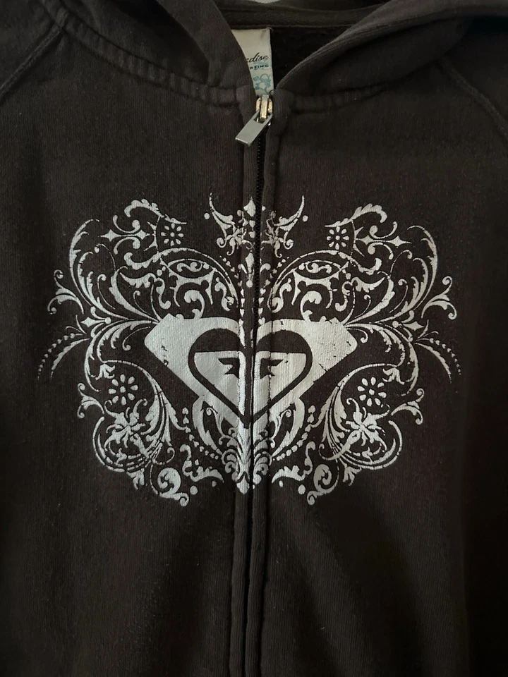Vintage Y2k Roxy Paradise Hoodie Sweatshirt Womens Small Brown Zip up - Image 3 of 4
