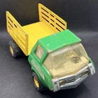 Vintage 1970s Tonka Pressed Steel Stake Bed Dump Truck Green & Yellow