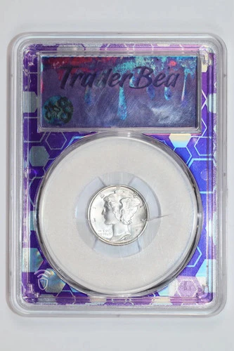 1944 MERCURY DIME PCGS MS64 TRADER BEA LABEL (SLAB CRACK)