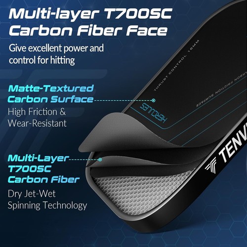 Pickleball Paddles, Multi-Layer T700SC Textured Carbon Fiber Pickleball Paddl... - Picture 3 of 8
