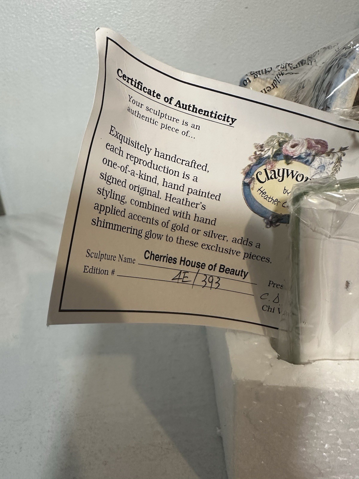 Blue Sky Clayworks Heather Goldminc CHERRIES HOUSE OF BEAUTY Salon Tea Light COA