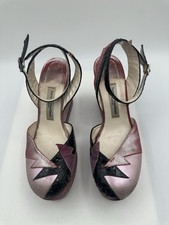 TERRY DE HAVILLAND London Multicolor Suede Python Platform Wedge Sandal Sz 40/ 9