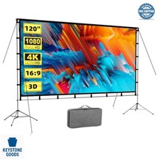 120 Inch Projector Screen with Stand 16:9 4K HD Front Rear Carry Bag