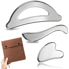 Rena Chris Gua Sha  Muscle Scraper Tool, Stainless Steel Body  Face Silver