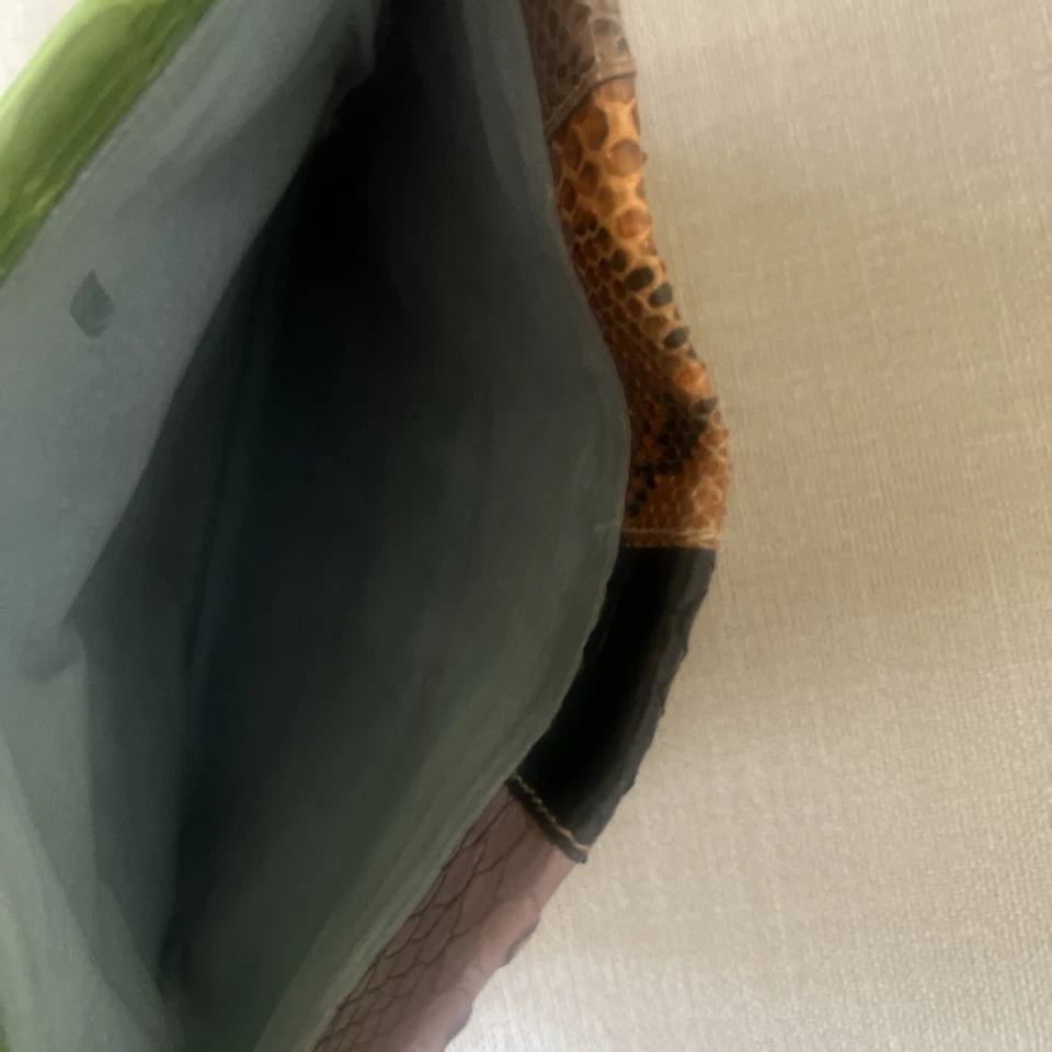 BOLSO DE MANO CARLOS FALCHI DORADO MARRÓN PITÓN PIEL DE SERPIENTE CUERO Foto 2 de 4