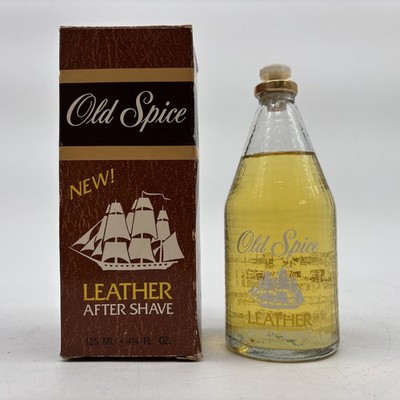 Vintage 1985 Old Spice Leather After Shave 4.25 oz With Box