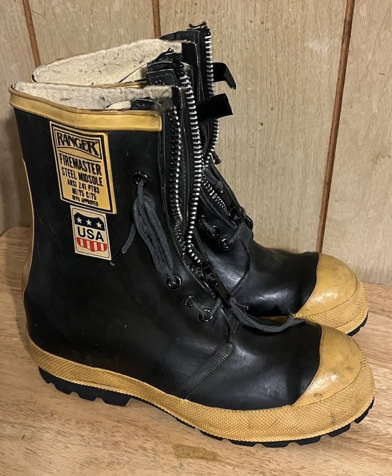 vintage RANGER boot Firemaster insulated steeltoe firefighter zipper 8 boot USA - Image 2 of 4