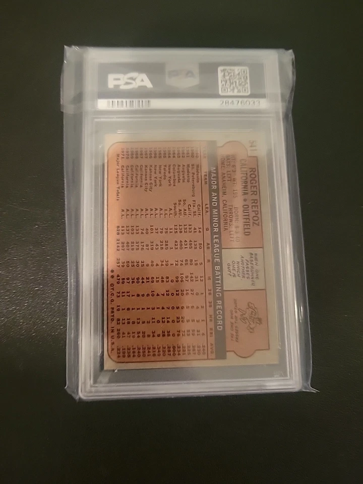 1972 TOPPS #541 ROGER REPOZ PSA 9 - Image 2 of 2