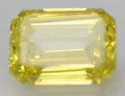 Cert 0.92 Carat Canary Yellow VVS2 Emerald Natural Enhanced Diamond 6.57x4.8mm