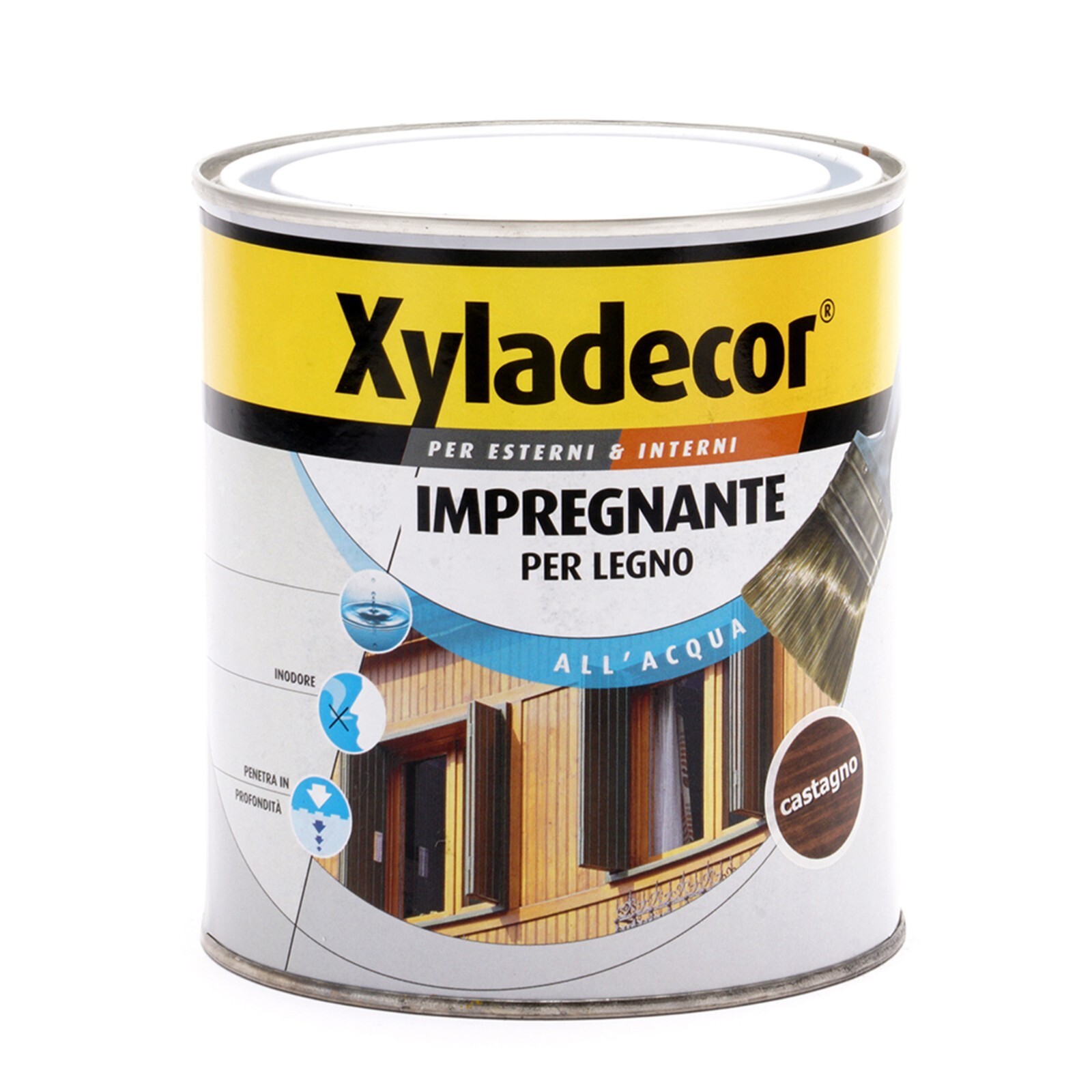 Impregnante per Legno XYLADECOR all’Acqua, da Interno/Esterno, Castagno (750 Ml)