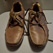 Kickers Moccasin Shoes Mens Size 8 (42) Brown Leather Casual Lace Up Retro 