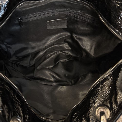 LA CANADIENNE Black Patent Leather Double Handle Bag Made In Italy - Picture 8 of 11