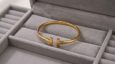 Gold T Wire Cuff Bangle Bracelet Stainless Steel Fashion Jewelry Gift for Her