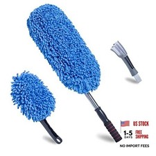 Microfiber Car Duster Extendable Handle Interior Exterior Large Blue