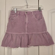Cat  Jack Girls Skirt Size XL 14 Purple Lavender Stretch Denim Ruffle Hem
