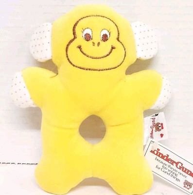 Kinder Gund Yellow MONKEY Plush Rattle TOY 1988 Vintage NWT
