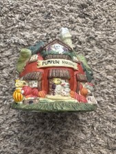 Porcelain Lighted Halloween House Pumpkin Hollow Ghosts 6x6 No Light Included